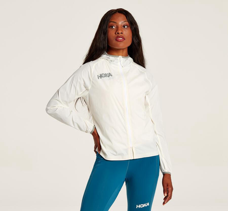 Hoka One One Full-Zip Wind - Women Jackets - White,Australia XFH-873295